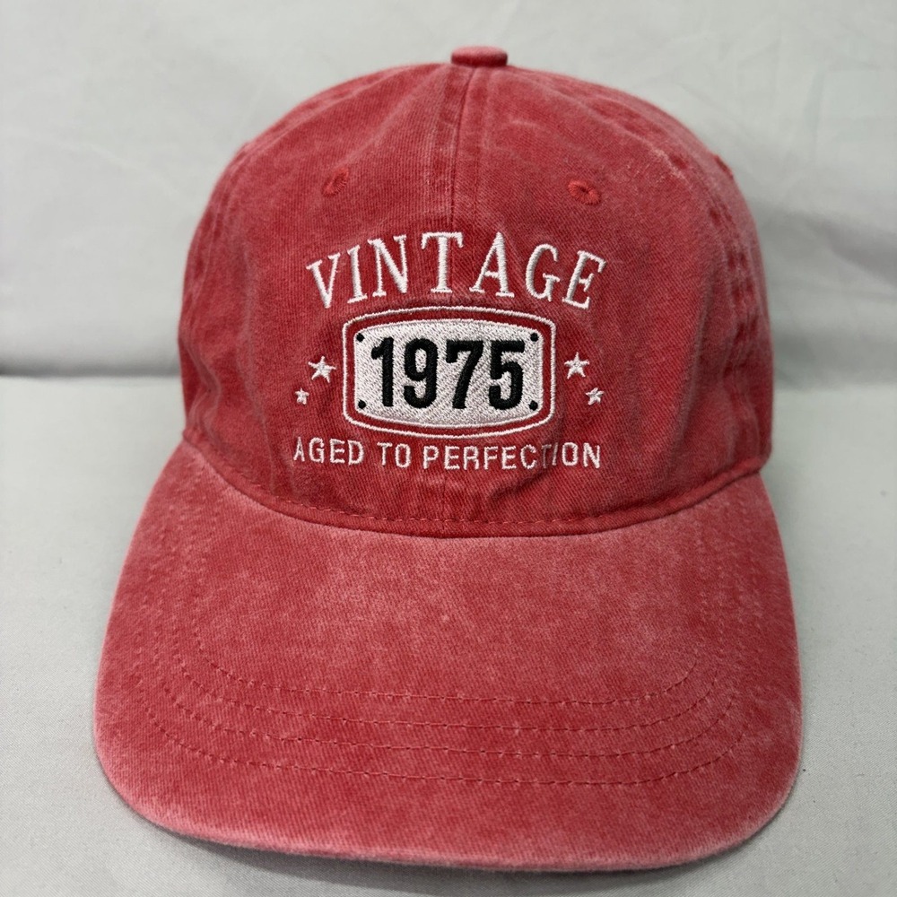 Unbranded Baseball Cap 1975 Birthday Unisex OSFM Red Washed Distressed Hat